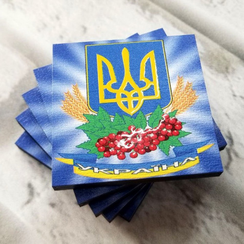 Магніт український 6х6см "Украіна, герб, калина"